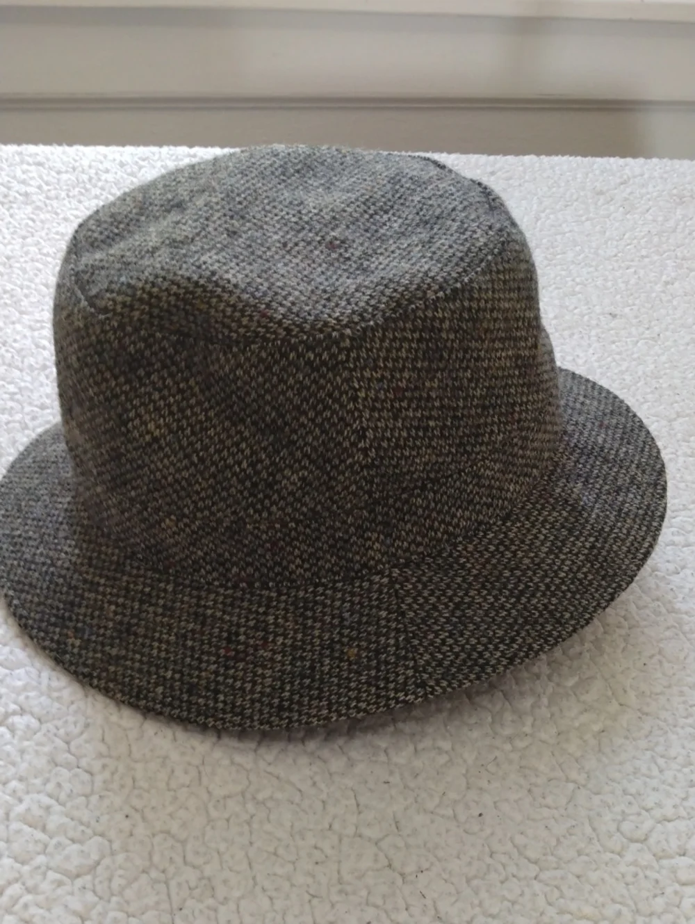 100% Wool Brown Barleycorn Tweed Bucket Hat (Crushable) - Large